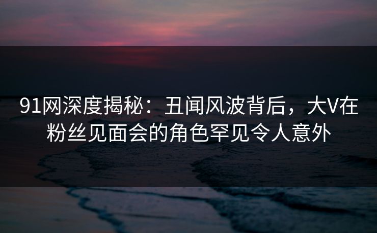 91网深度揭秘：丑闻风波背后，大V在粉丝见面会的角色罕见令人意外