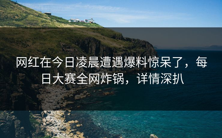 网红在今日凌晨遭遇爆料惊呆了，每日大赛全网炸锅，详情深扒